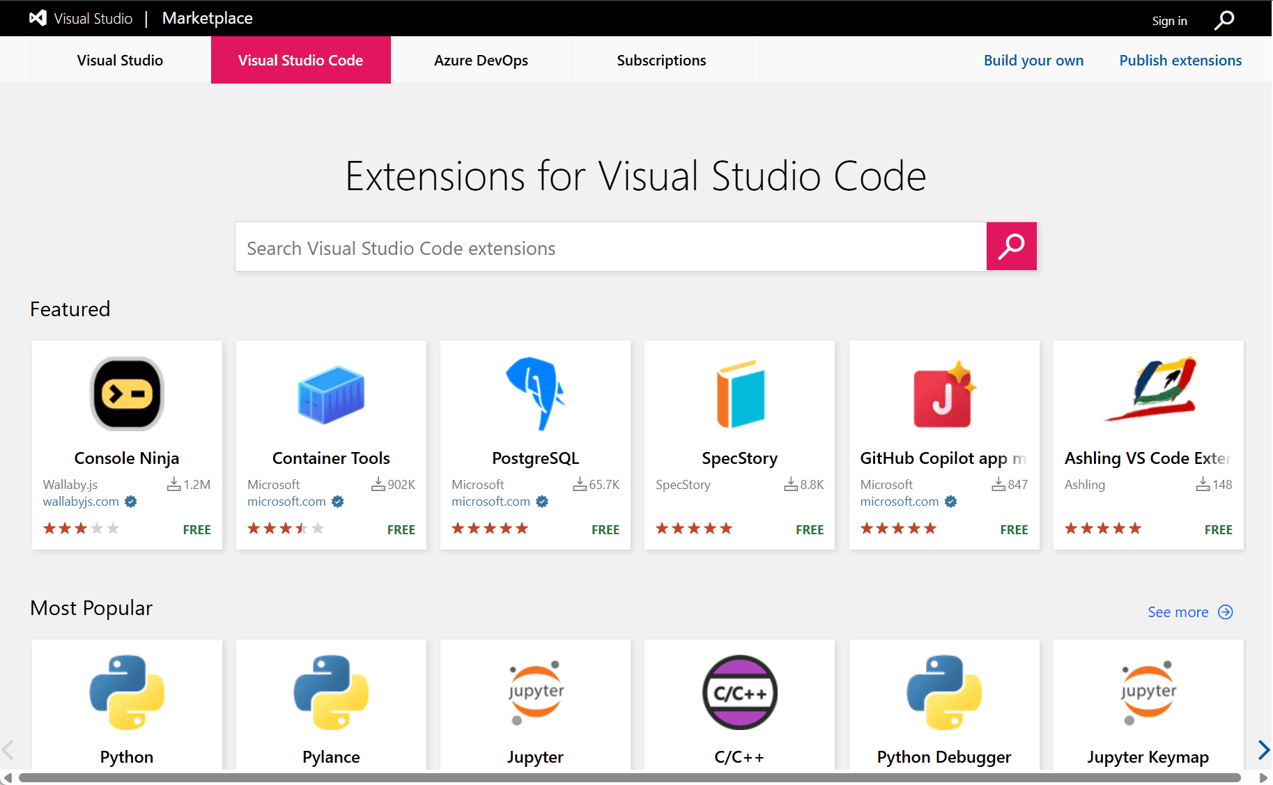 VSCode plugin official website