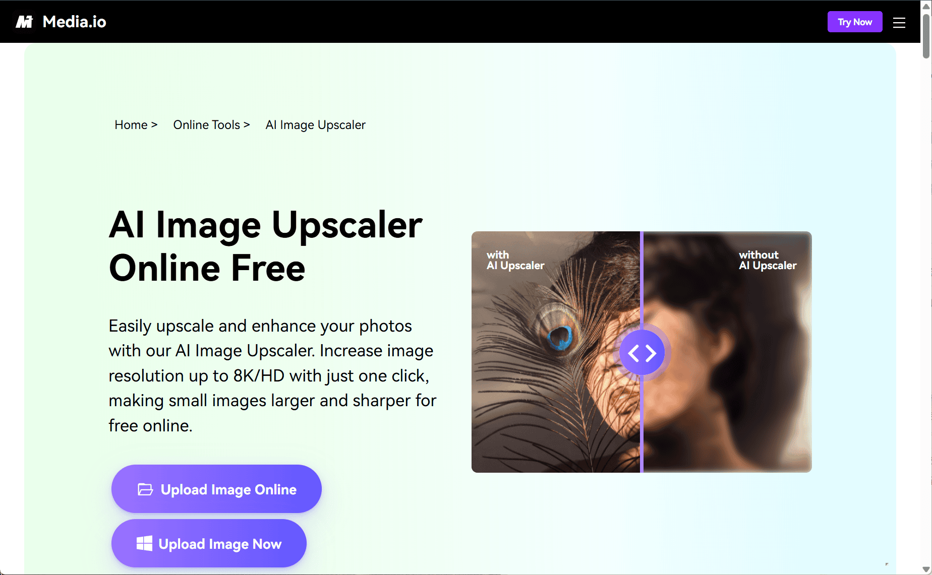 Media.io AI Image Upscaler